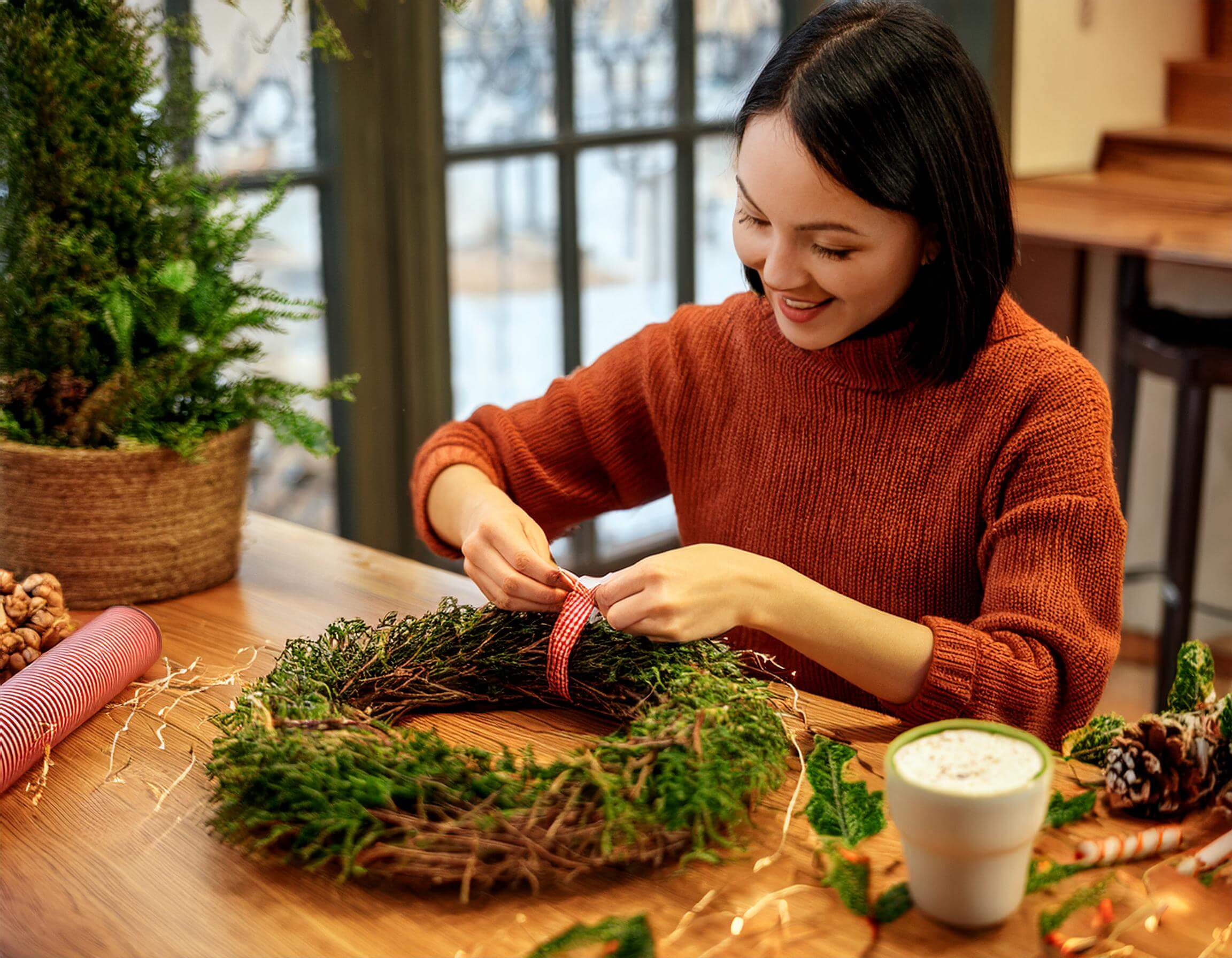 冬限定!ホットドリンクと楽しむクリスマスリース作り